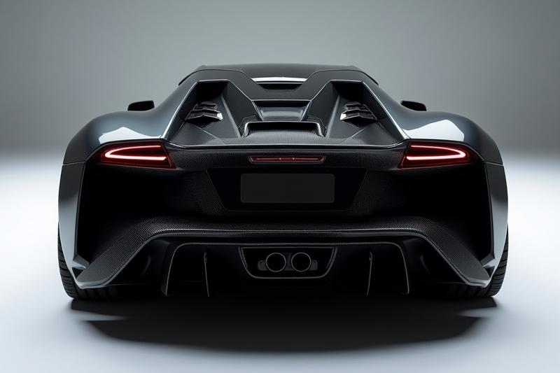 مكونات ألياف الكربون الديناميكية الهوائية مثبتة على سيارة رياضية فاخرة.